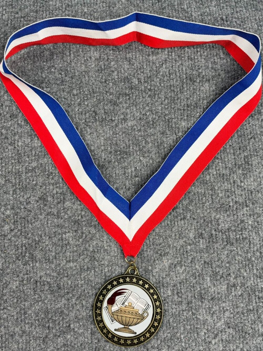 Vintage NPIEN Student Scholar Award Neck Ribbon Medal Lamp of Knowledge Stars